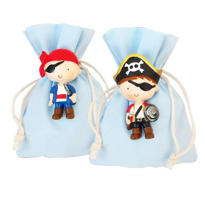 BOMBONIERE PIRATI CON SACCHETTI CELESTE - 12 PZ