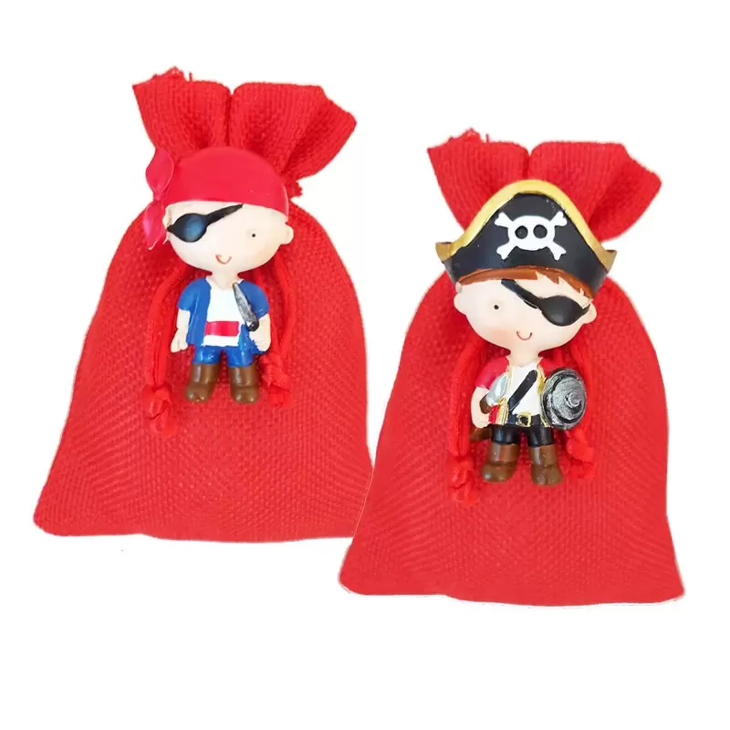 BOMBONIERE PIRATI CON SACCHETTI ROSSI - 12 PZ