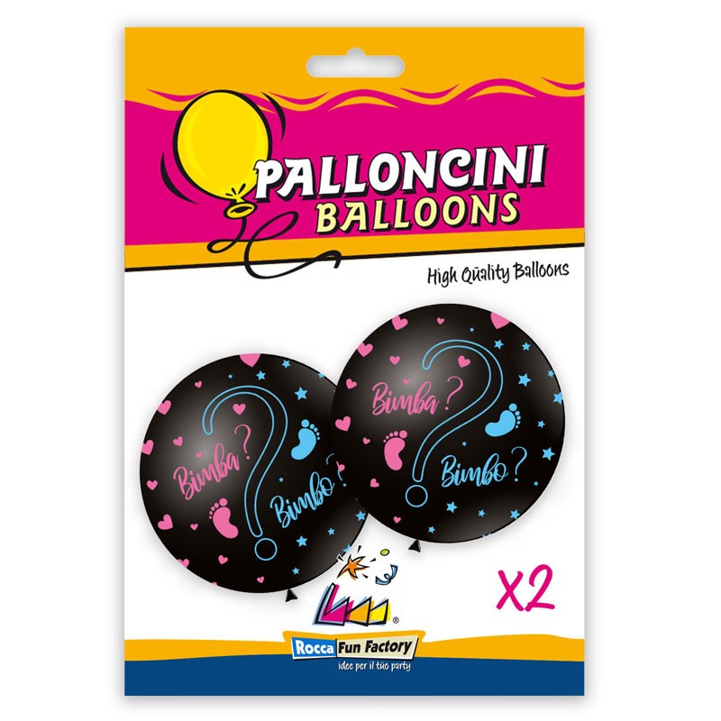 Blister 2 pz 33-83 cm palloncini neri rosa e celelste bimbo/bimba ? 6741290