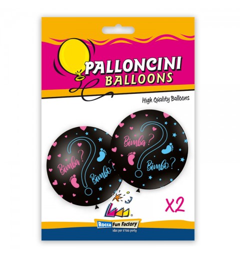 Blister 2 pz 33-83 cm palloncini neri rosa e celelste bimbo/bimba ? 6741290