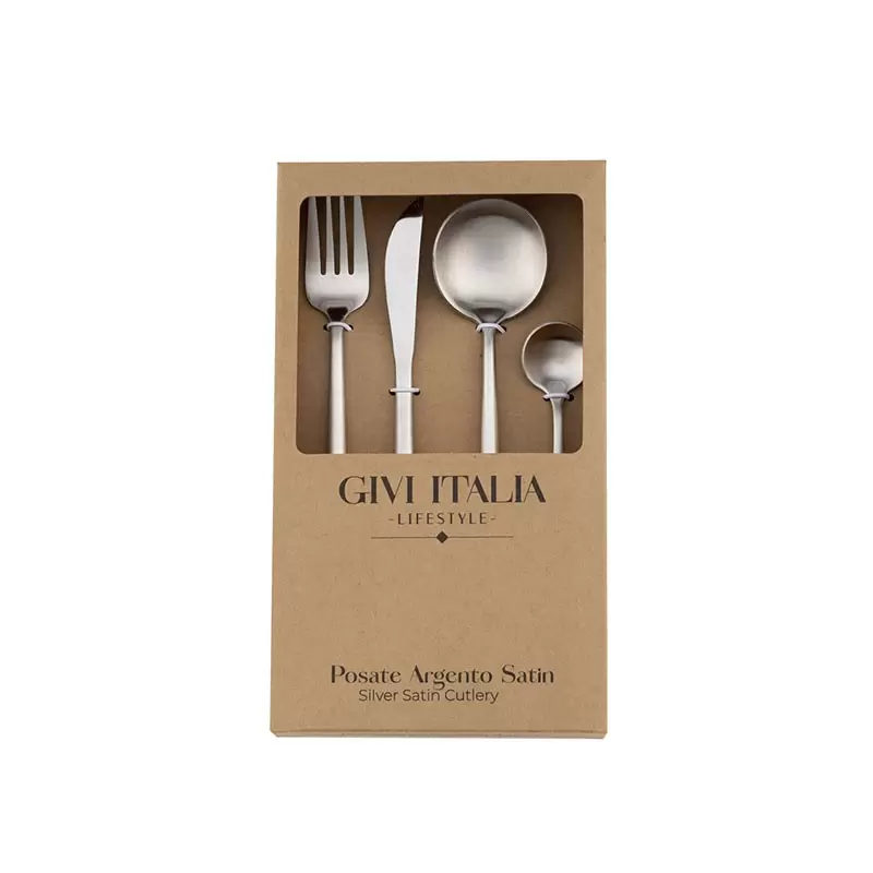 set 4 posate in acciaio inossidabile  argento satinato metal 41492