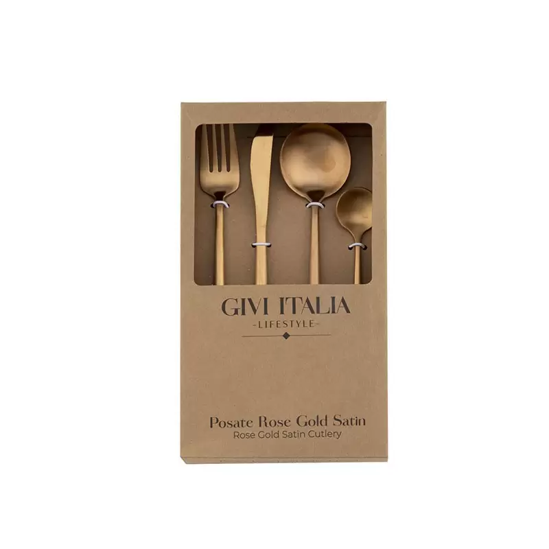 set 4 posate in acciaio inossidabile  rose gold satinato metal 41491