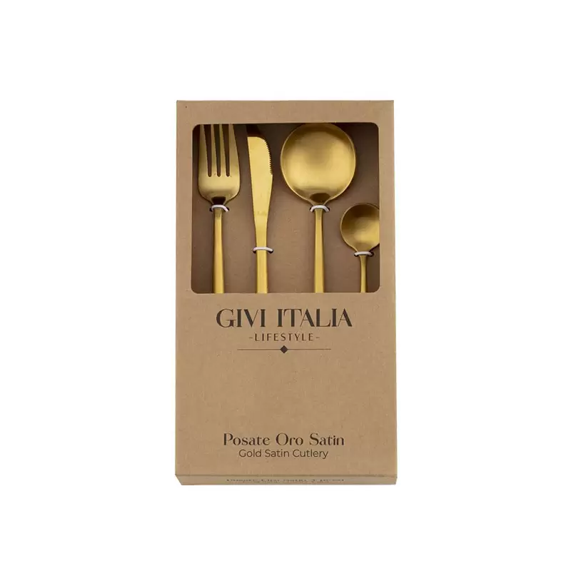 set 4 posate in acciaio inossidabile oro satinato metal 41490
