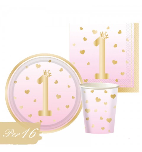 KIT N.2 PRIMO COMPLEANNO OMBRE ROSA