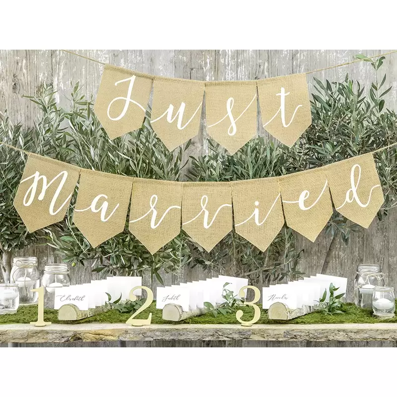 Ghirlanda in Tela di Iuta Just Married 185 X 23 CM GRL42-008