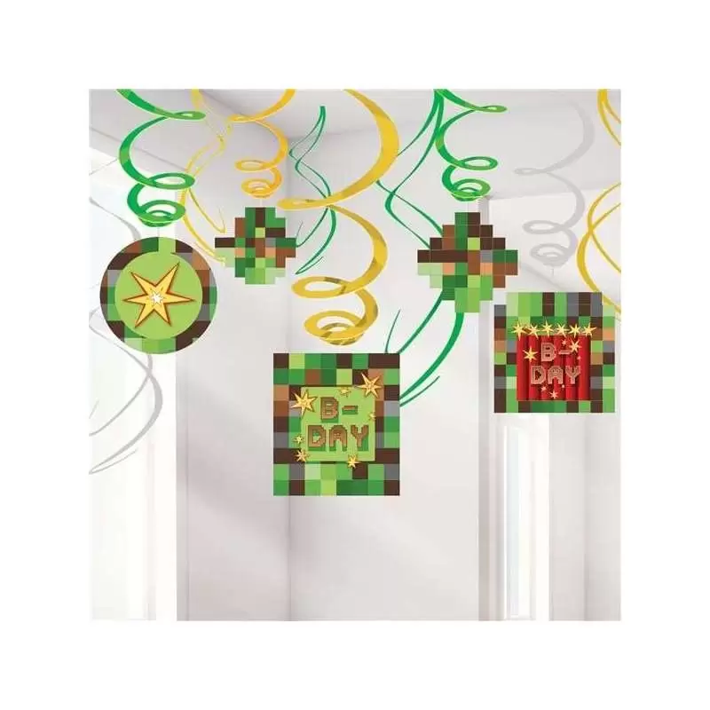 Pendenti e swirls Minecraft B-Day  12 pz. 671778 H. 61 cm