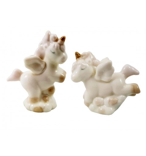 Bomboniere unicorno statuina di ceramica - 12 pz