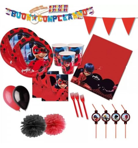 KIT N.60 LADYBUG - SET TAVOLA PER FESTA A TEMA