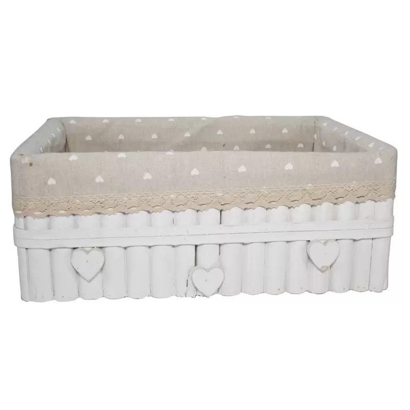 Cassetta legno e tessuto bianca 401567