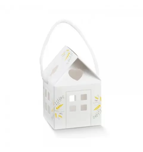 Scatolina porta confetti casetta comunione holy spring 55 x 55 x 50 mm 16853 1 pz.