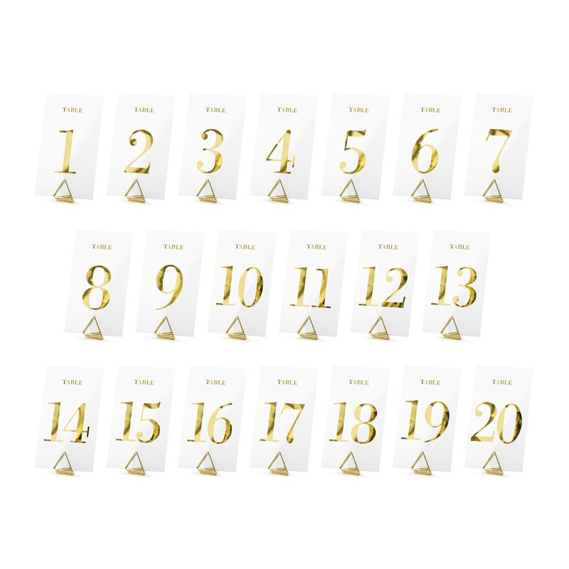 Numeri oro da tavolo 7x12cm in lamina trasparente numeri da 1 a 20 KPZ4-019ME