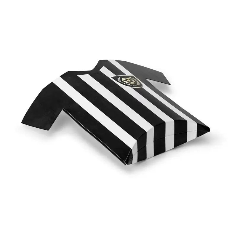 6 scatoline Maglie da calcio  bianco nero e oro 12 x 11 x 2,5 cm PUDP38 porta confetti o caramelle