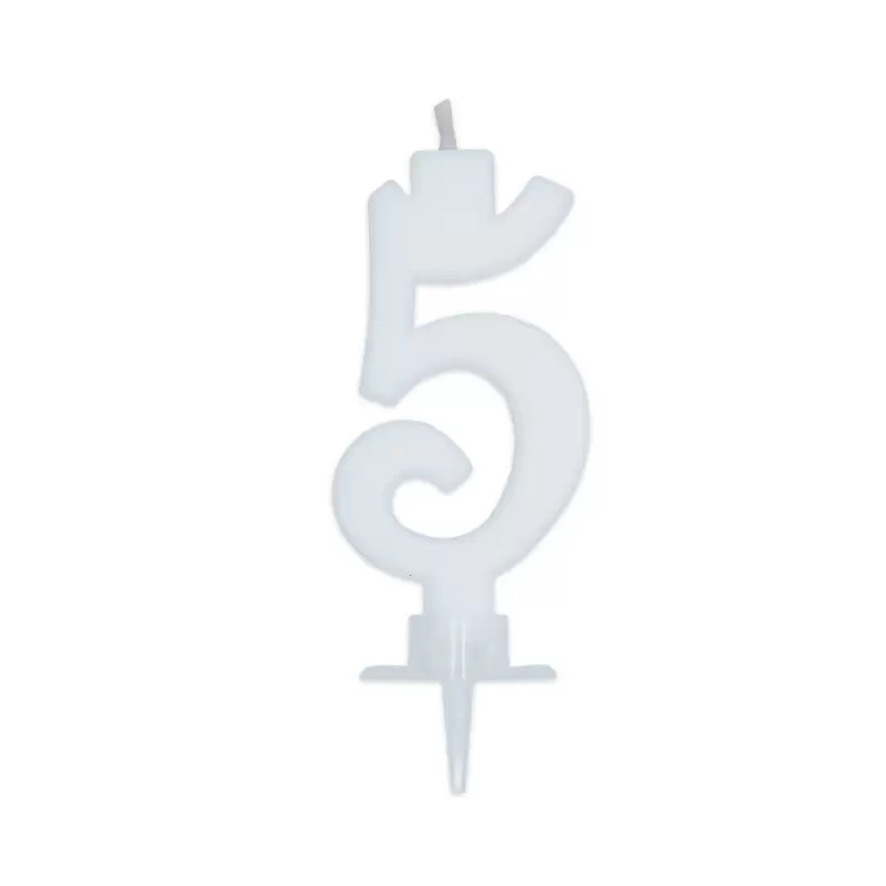 candelina 7 cm bianca n. 5 C572