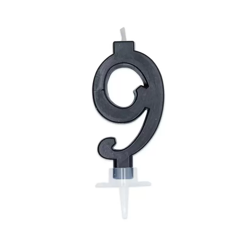 candelina 7 cm nera n. 9 C646