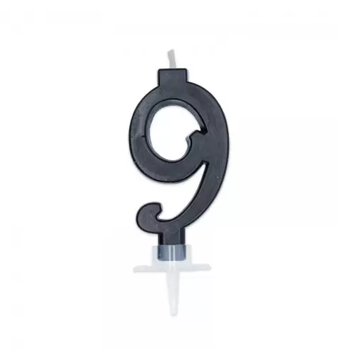 candelina 7 cm nera n. 9 C646