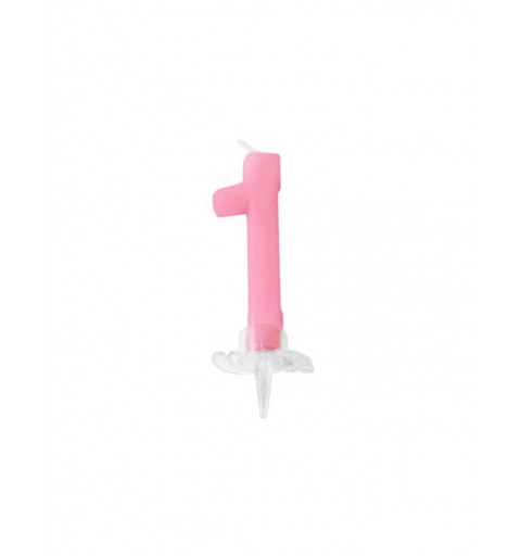 candelina 7 cm rosa n. 1 C618