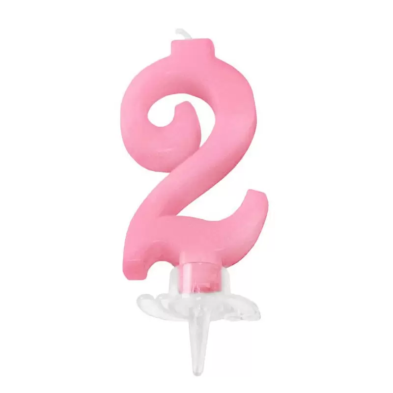 candelina 7 cm rosa n. 2 C619