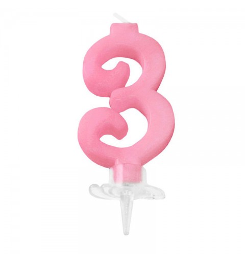 candelina 7 cm rosa n. 3 C620