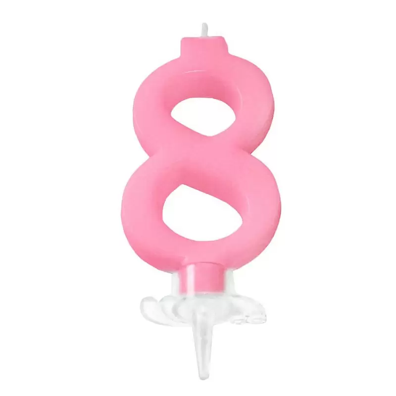 candelina 7 cm rosa n. 8 C625