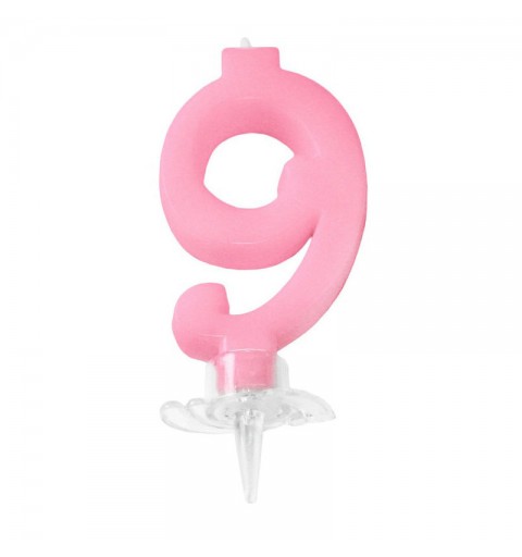 candelina 7 cm rosa n. 9 C626