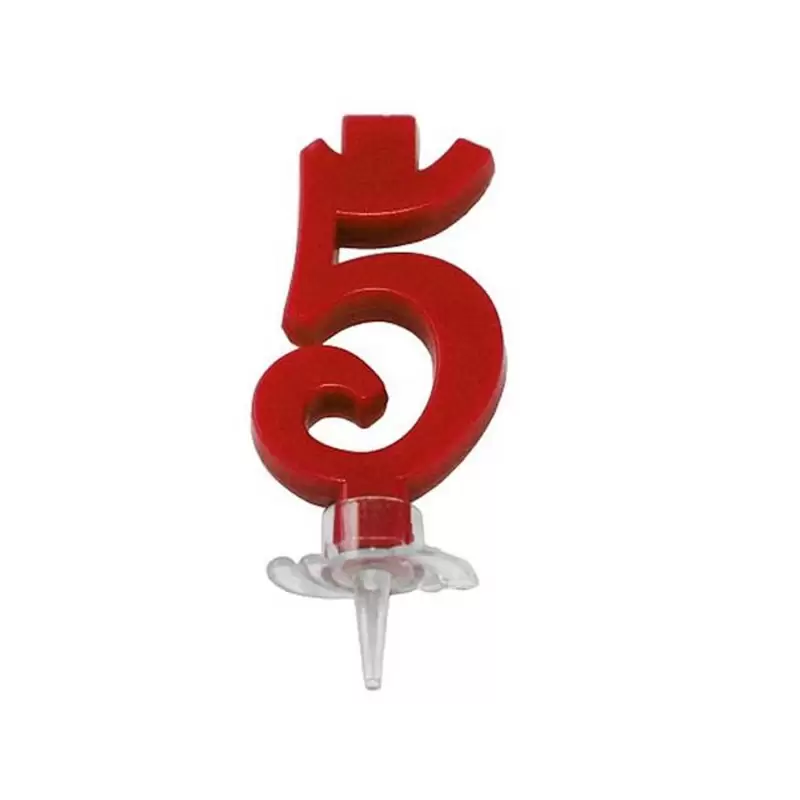 candelina 7 cm rosso n. 5 C552