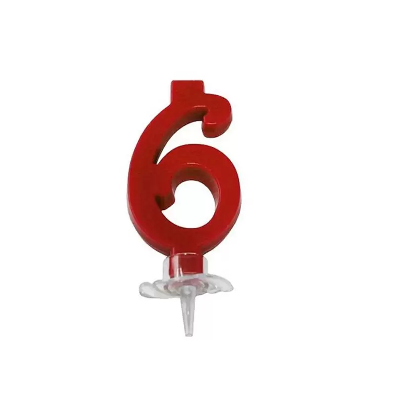 candelina 7 cm rosso n. 6 C553