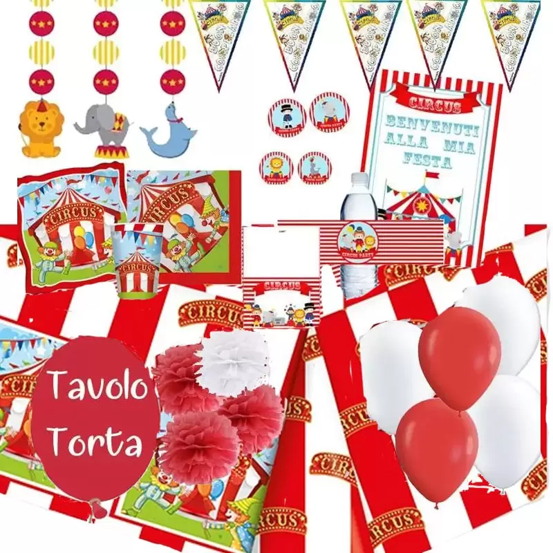 KIT N.74 CIRCUS PARTY - ALLESTIMENTO TAVOLO TORTA