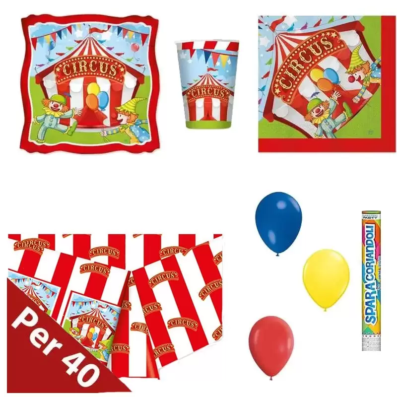 KIT N.30 CIRCUS PARTY - SET FESTA A TEMA CIRCO PER BAMBINI