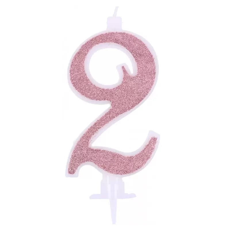 candelina 12 cm glitterata rose gold n.2  C812