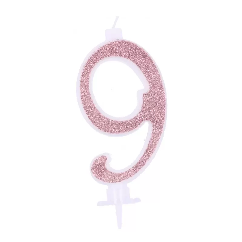 candelina 12 cm glitterata rose gold n.9  C819