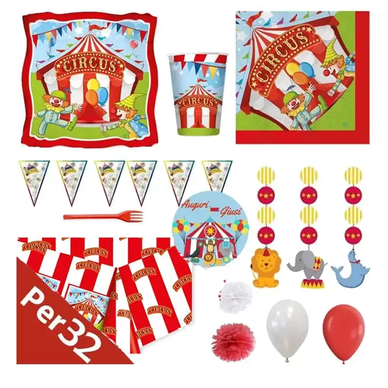 KIT N.63 CIRCUS PARTY – ADDOBBI PER COMPLEANNO 32 PERSONE