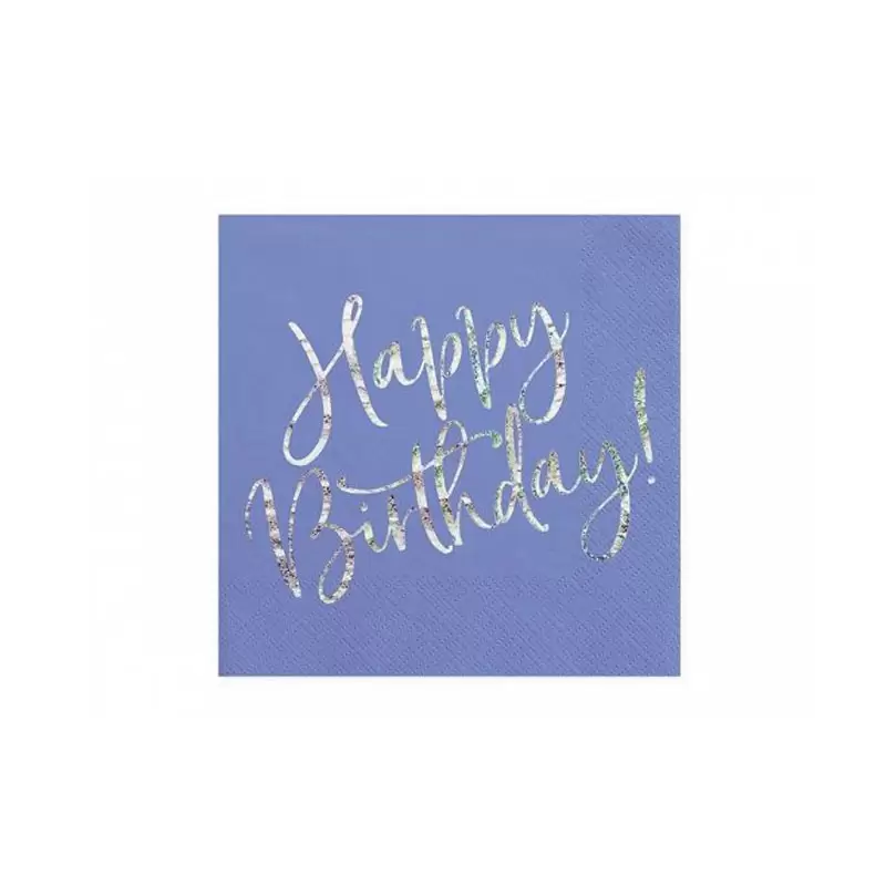 tovaglioli Happy B\'day! rosa cipria chiaro con scritta olografica SP33-80-081PJ 20 pz. 33 x 33 cm