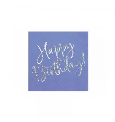 tovaglioli Happy B\'day! rosa cipria chiaro con scritta olografica SP33-80-081PJ 20 pz. 33 x 33 cm