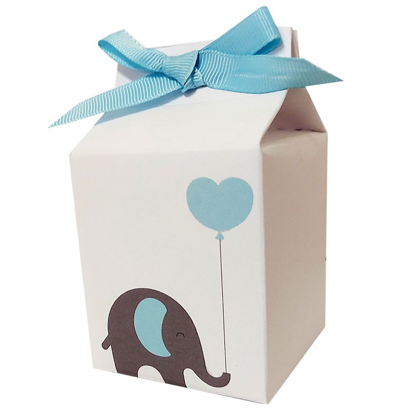 Scatolina in cartoncino milk baby elephant celeste elefantino 5,5 cm  x 6 cm