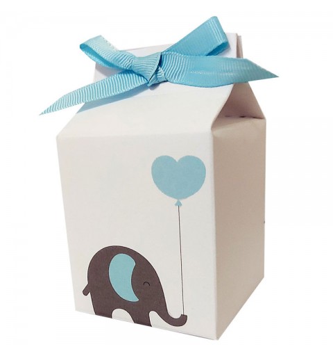 Scatolina in cartoncino milk baby elephant celeste elefantino 5,5 cm  x 6 cm