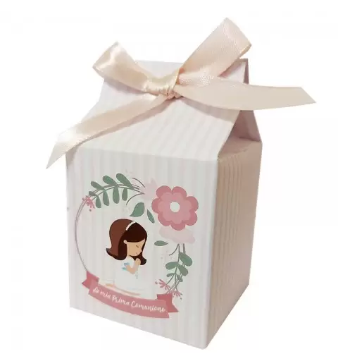 Scatolina in cartoncino milk prima comunione bambina rosa 5,5 cm  x 6 cm