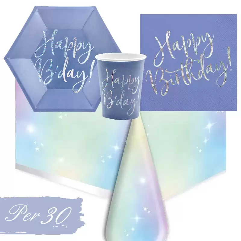 KIT N.3 HAPPY B'DAY BLU NAVY HOLOGRAPHIC