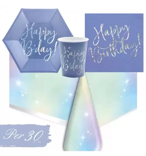 KIT N.3 HAPPY B'DAY BLU NAVY HOLOGRAPHIC