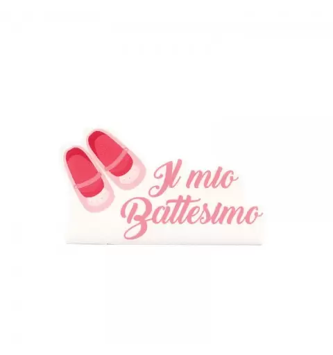 Decorazione Polistirolo il  mio Battesimo scarpette rosa PL26