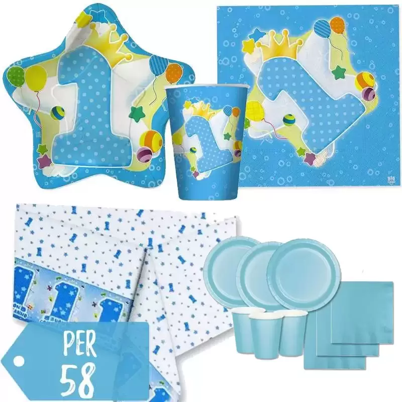 KIT N.7 PRIMO COMPLEANNO STELLA CELESTE - CON MONOCOLORE IN CARTA