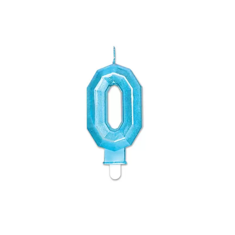 Candelina Diamant blu Metal 9 cm numero 0 72890
