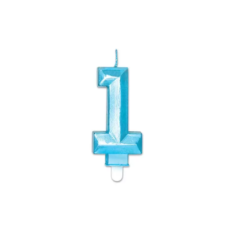 Candelina Diamant blu Metal 9 cm numero 1 72891