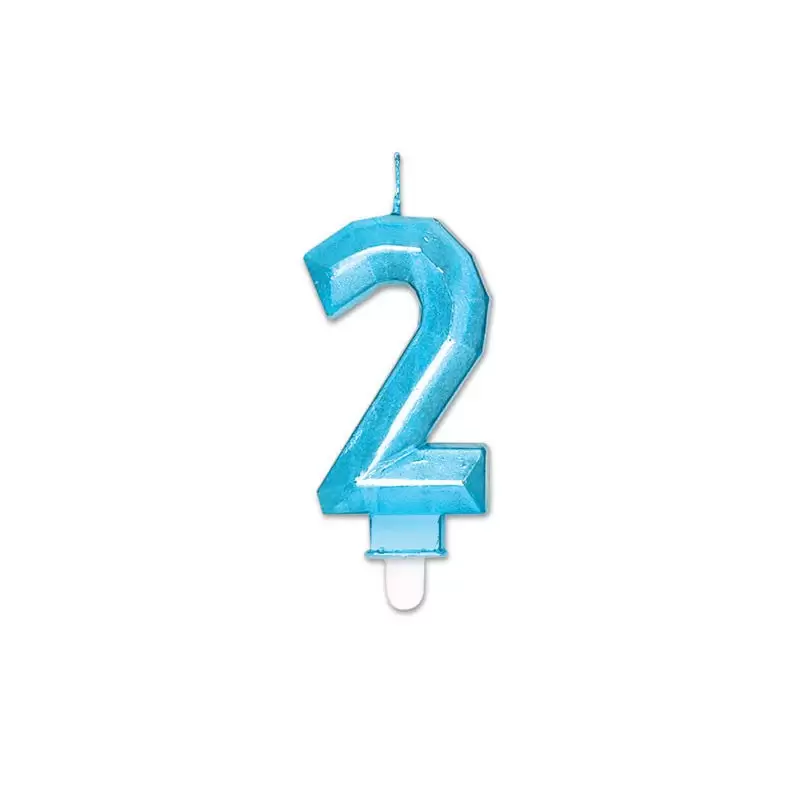 Candelina Diamant blu Metal 9 cm numero 2 72892