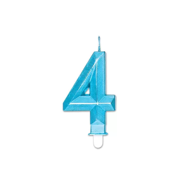 Candelina Diamant blu Metal 9 cm numero 4 72894