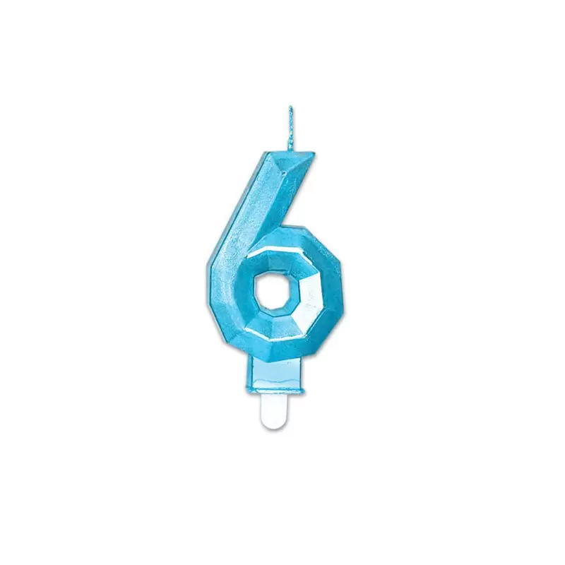 Candelina Diamant blu Metal 9 cm numero 6 72896