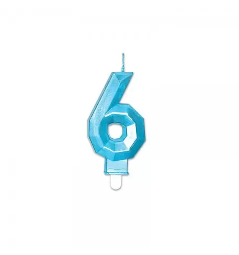 Candelina Diamant blu Metal 9 cm numero 6 72896