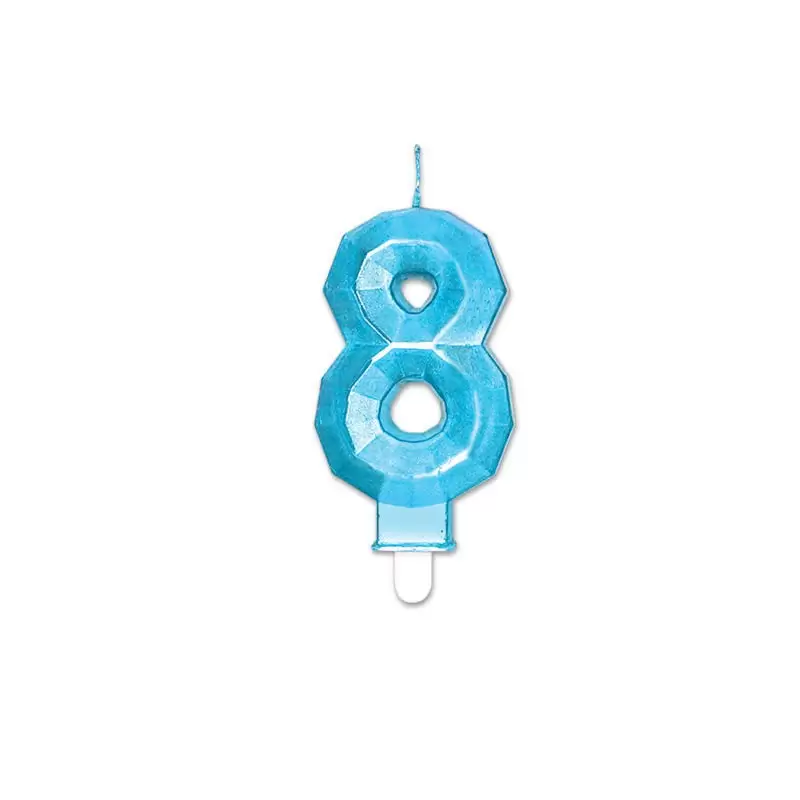 Candelina Diamant blu Metal 9 cm numero 8 72898