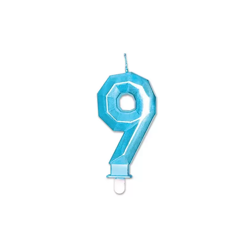 Candelina Diamant blu Metal 9 cm numero 9 72899