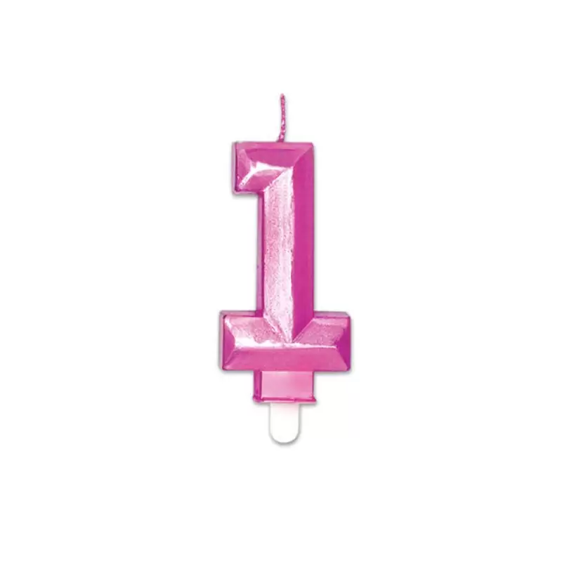 Candelina Diamant Fucsia Metal 9 cm numero 1 72881