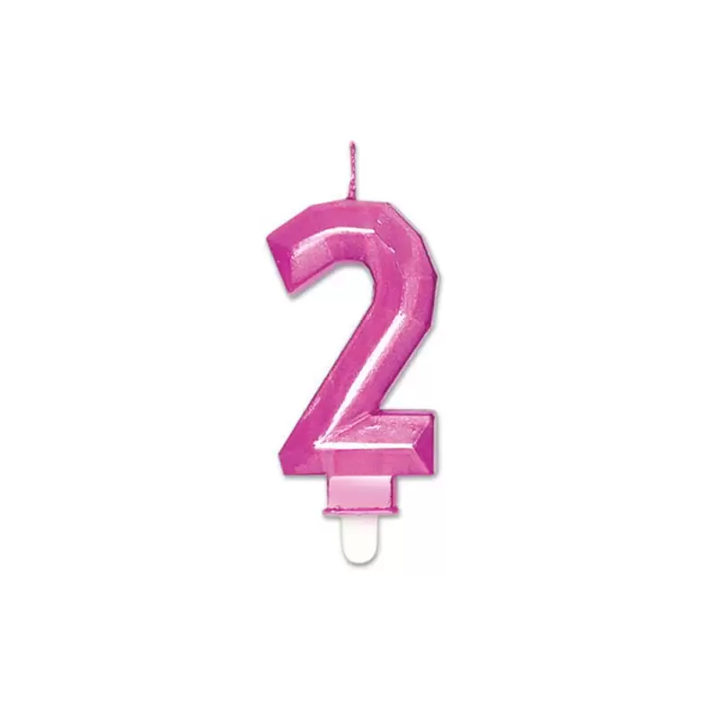 Candelina Diamant Fucsia Metal 9 cm numero 2 72882